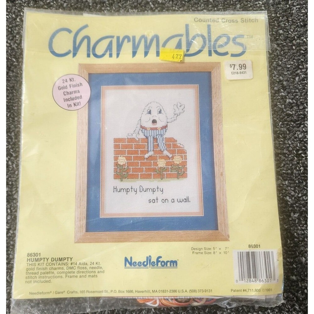 Needleform Charmables Counted Cross Stitch Humpty Dumpty 86301 Kit -Vintage